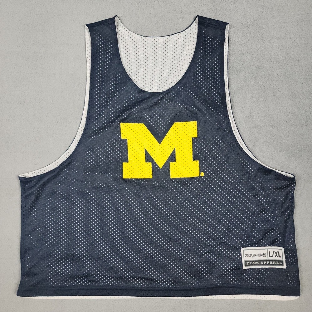 Michigan Wolverines Lacrosse Pinnie Adult L XL Maverik Reversible Mesh Jersey
